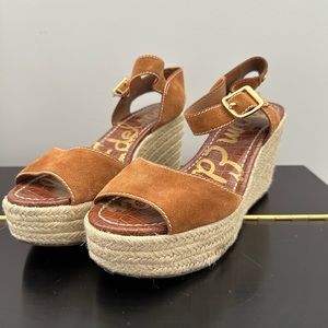 Sam Edelman Brown Suede Dimitree Wedge Espadrille Heels, Size 10.5